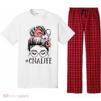 Messy Bun CNA Life Women Funny Certified Nursing Assistant Pajama Set thumb 0