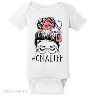 Messy Bun CNA Life Women Funny Certified Nursing Assistant Baby Bodysuit