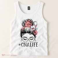 Messy Bun CNA Life Women Funny Certified Nursing Assistant Tank Top thumb 2