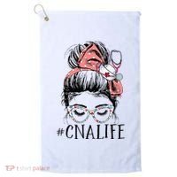 Messy Bun CNA Life Women Funny Certified Nursing Assistant Golf Towel thumb 0