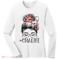 Messy Bun CNA Life Women Funny Certified Nursing Assistant Women's Long Sleeve Shirt thumb 0