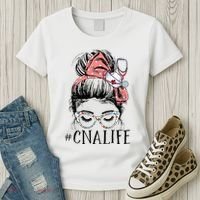 Messy Bun CNA Life Women Funny Certified Nursing Assistant Women's T-Shirt thumb 3
