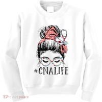 Messy Bun CNA Life Women Funny Certified Nursing Assistant Kids Sweatshirt thumb 0