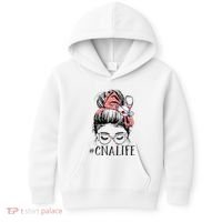 Messy Bun CNA Life Women Funny Certified Nursing Assistant Kids Hoodie thumb 0