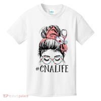 Messy Bun CNA Life Women Funny Certified Nursing Assistant Kids T-Shirt thumb 0