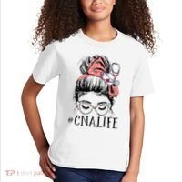 Messy Bun CNA Life Women Funny Certified Nursing Assistant Kids T-Shirt thumb 2