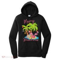 Merry Beachmas Christmas Palm Trees Xmas Lights Flamingos Women's Hoodie thumb 0