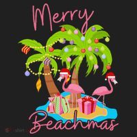 Merry Beachmas Christmas Palm Trees Xmas Lights Flamingos Tumbler thumb 3