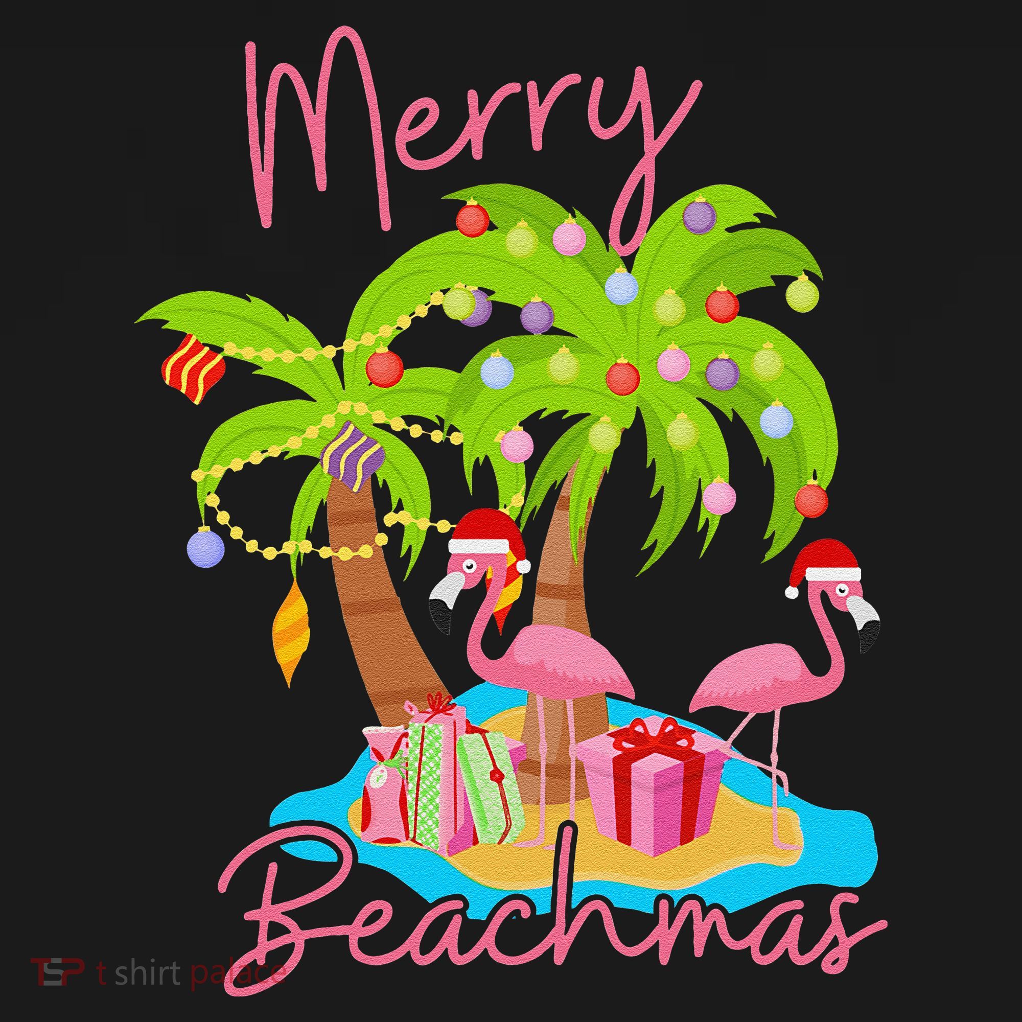 Merry Beachmas Christmas Palm Trees Xmas Lights Flamingos Visor