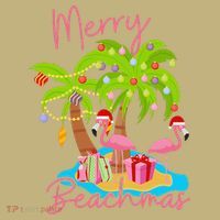 Merry Beachmas Christmas Palm Trees Xmas Lights Flamingos Long Sleeve Shirt thumb 2