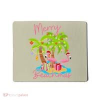 Merry Beachmas Christmas Palm Trees Xmas Lights Flamingos Mousepad thumb 0