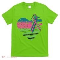 Metastatic Breast Cancer Awareness USA American Flag Ribbon Heart T-Shirt thumb 0