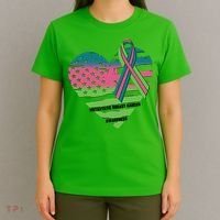 Metastatic Breast Cancer Awareness USA American Flag Ribbon Heart T-Shirt thumb 4