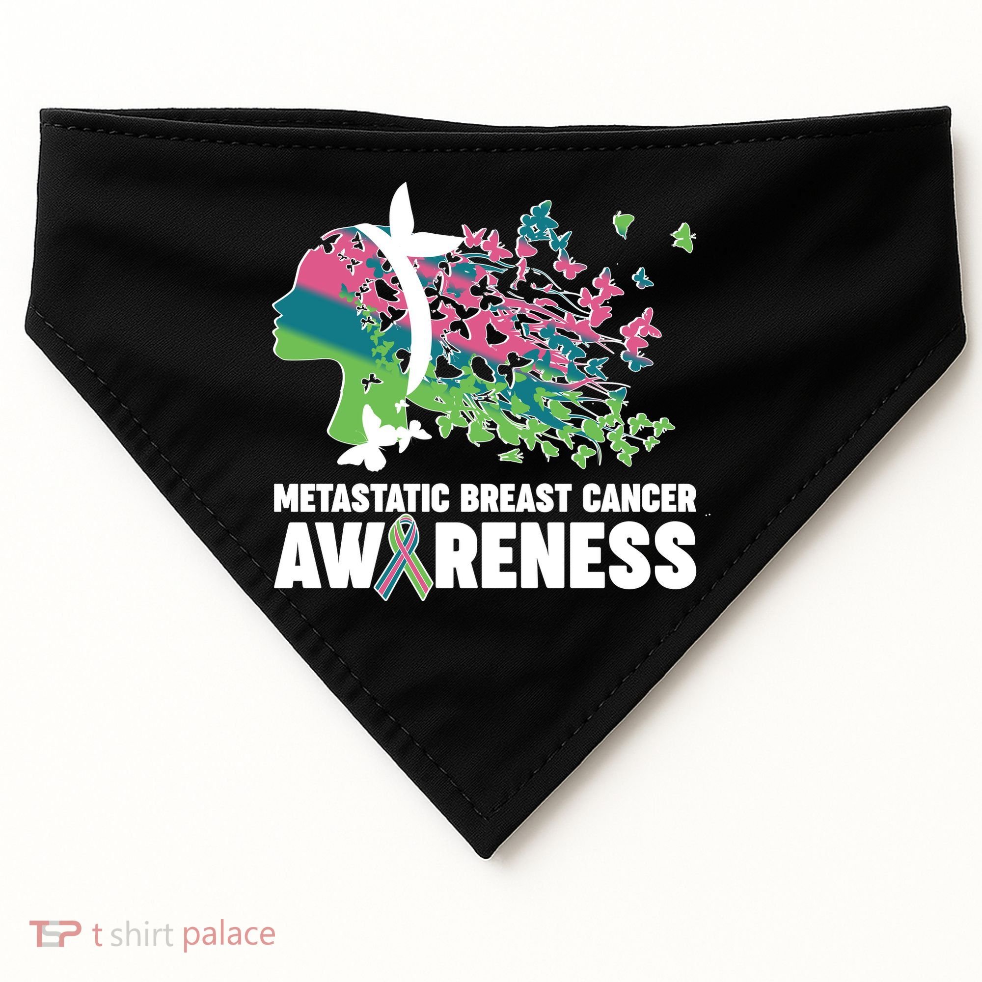 Metastatic Breast Cancer Awareness Butterflies USA-Made Doggie Bandana