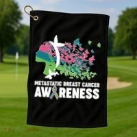 Metastatic Breast Cancer Awareness Butterflies Golf Towel thumb 1