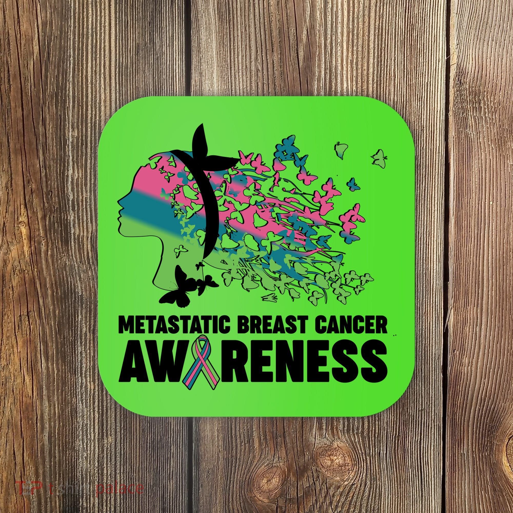 Metastatic Breast Cancer Awareness Butterflies Coaster
