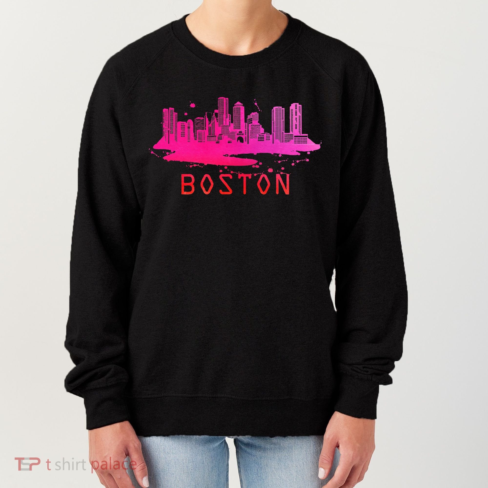 Modern Boston Cityscape Boston Massachusetts Skyline Women's Sweatshirt