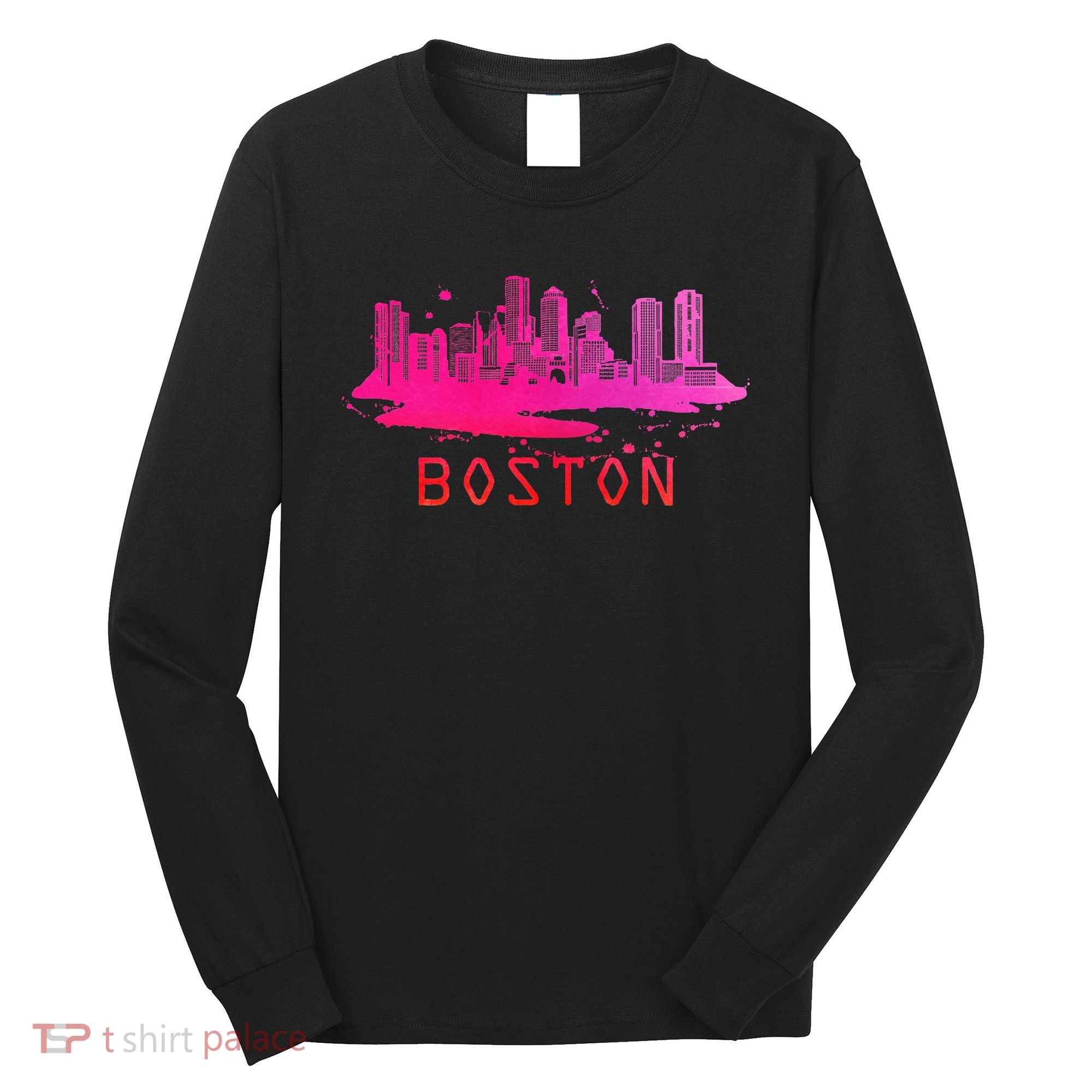 Modern Boston Cityscape Boston Massachusetts Skyline Long Sleeve Shirt