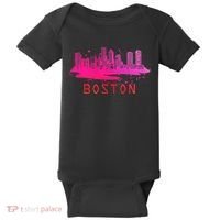 Modern Boston Cityscape Boston Massachusetts Skyline Baby Bodysuit thumb 0
