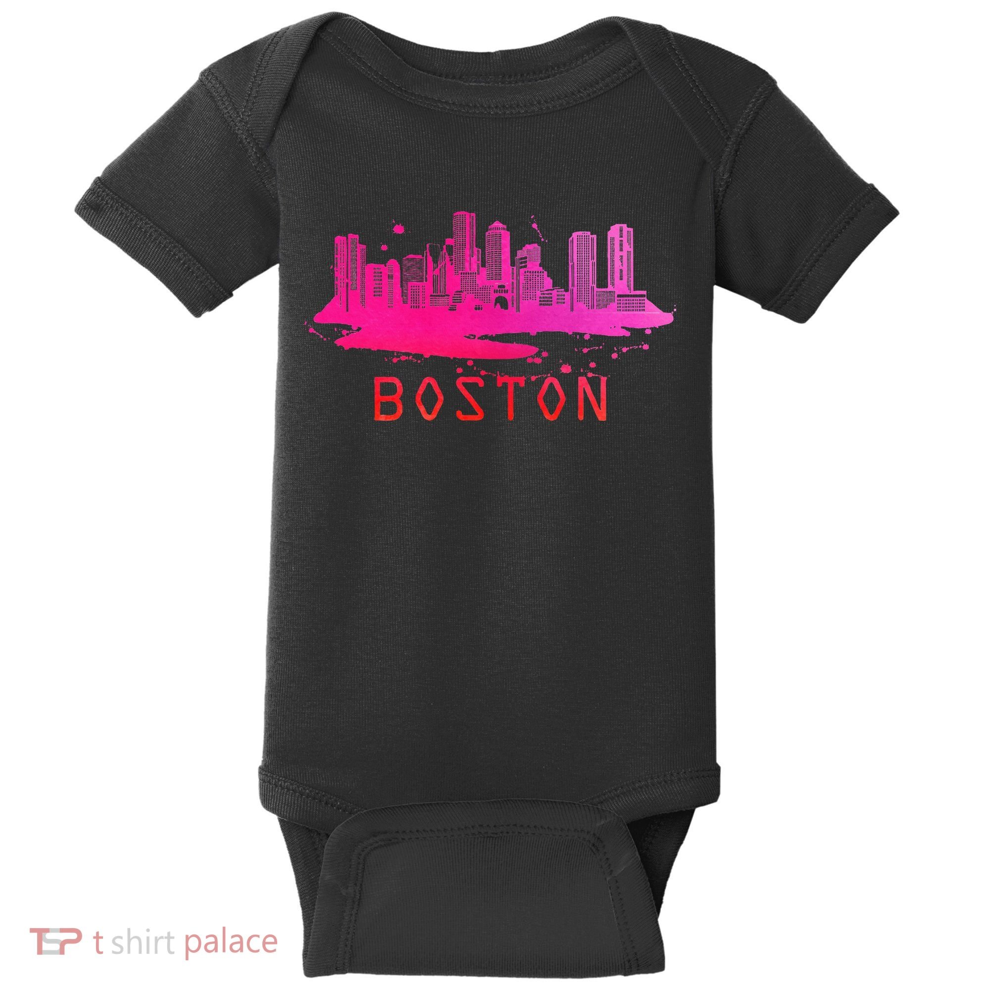 Modern Boston Cityscape Boston Massachusetts Skyline Baby Bodysuit