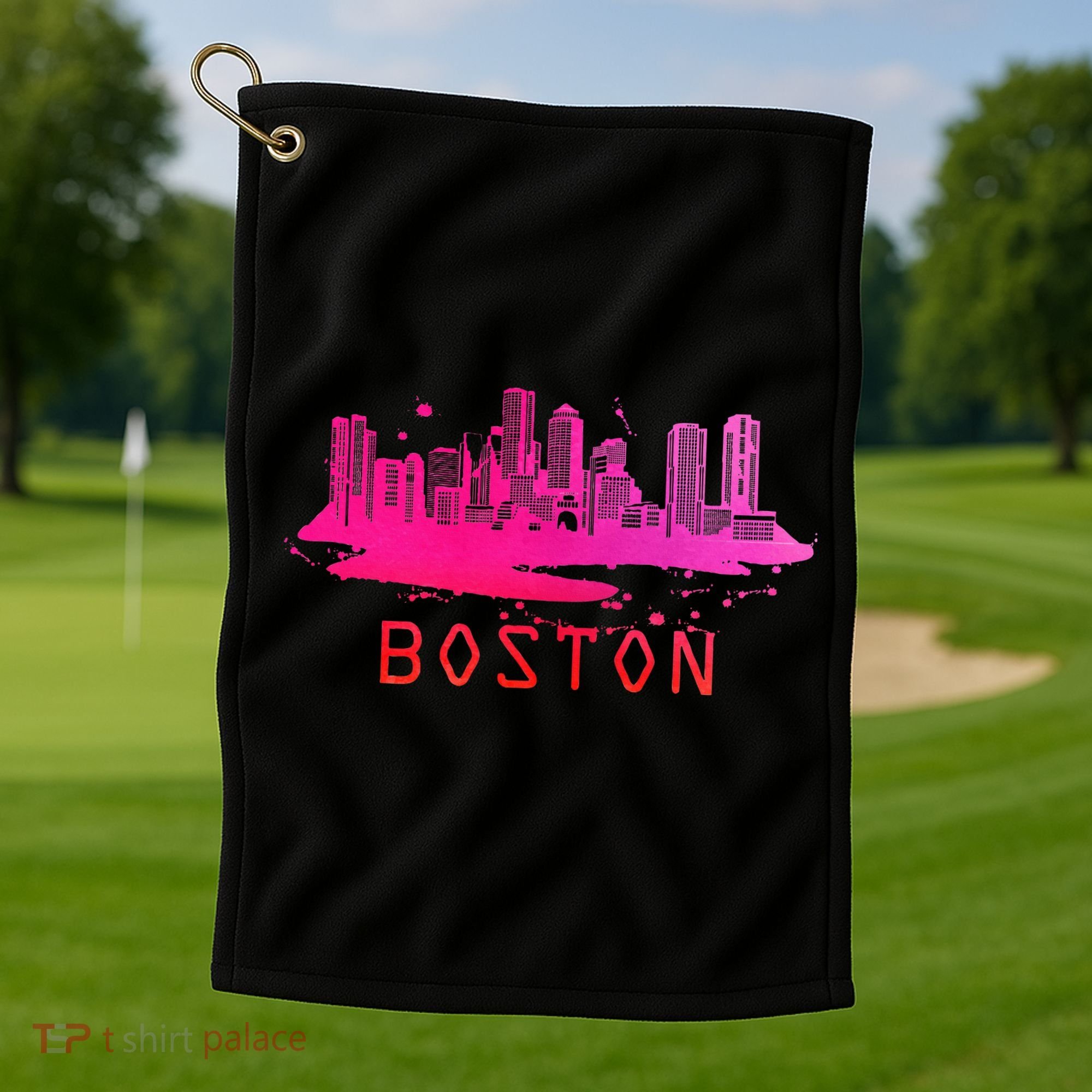 Modern Boston Cityscape Boston Massachusetts Skyline Golf Towel