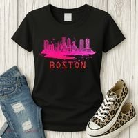 Modern Boston Cityscape Boston Massachusetts Skyline Women's T-Shirt thumb 3