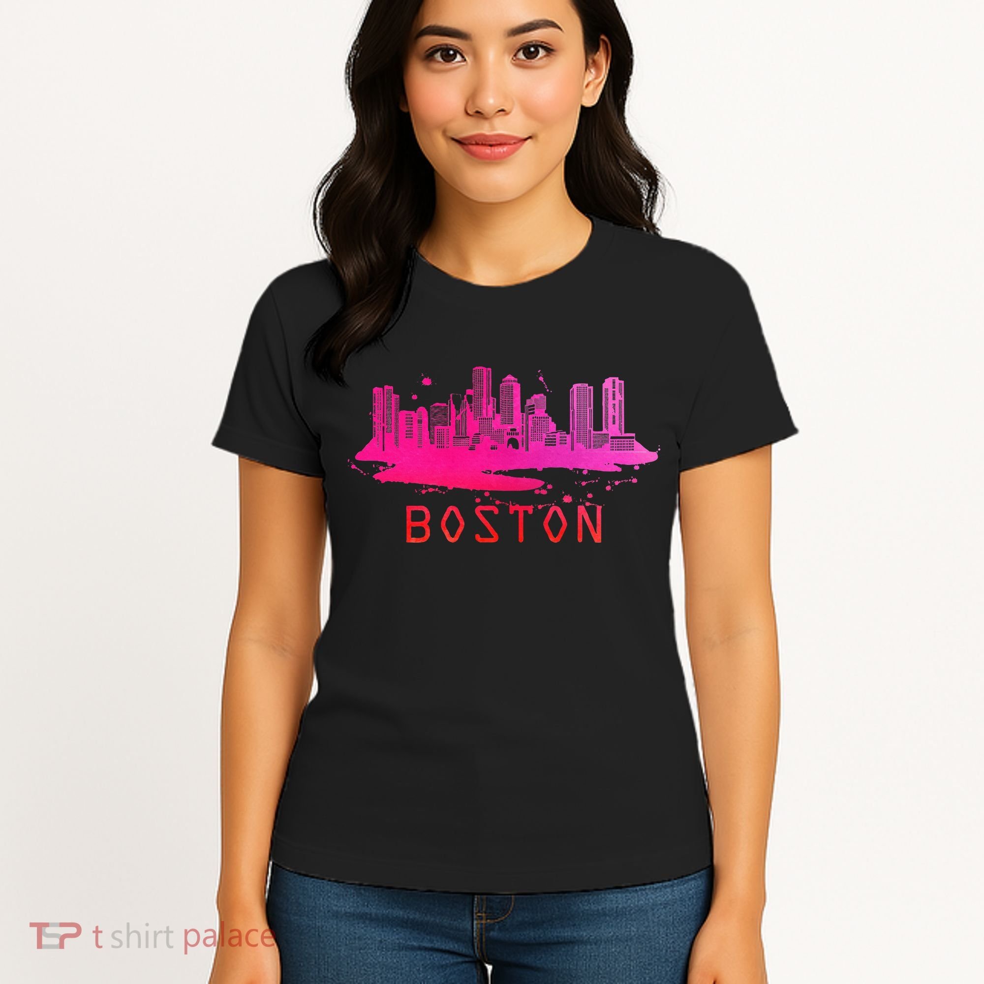 Modern Boston Cityscape Boston Massachusetts Skyline Women's T-Shirt