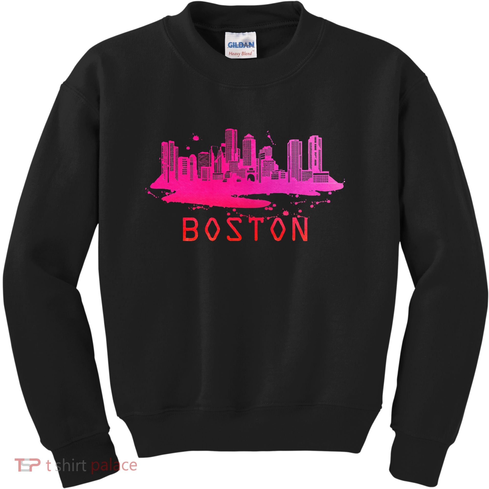Modern Boston Cityscape Boston Massachusetts Skyline Kids Sweatshirt
