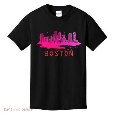 Modern Boston Cityscape Boston Massachusetts Skyline Kids T-Shirt