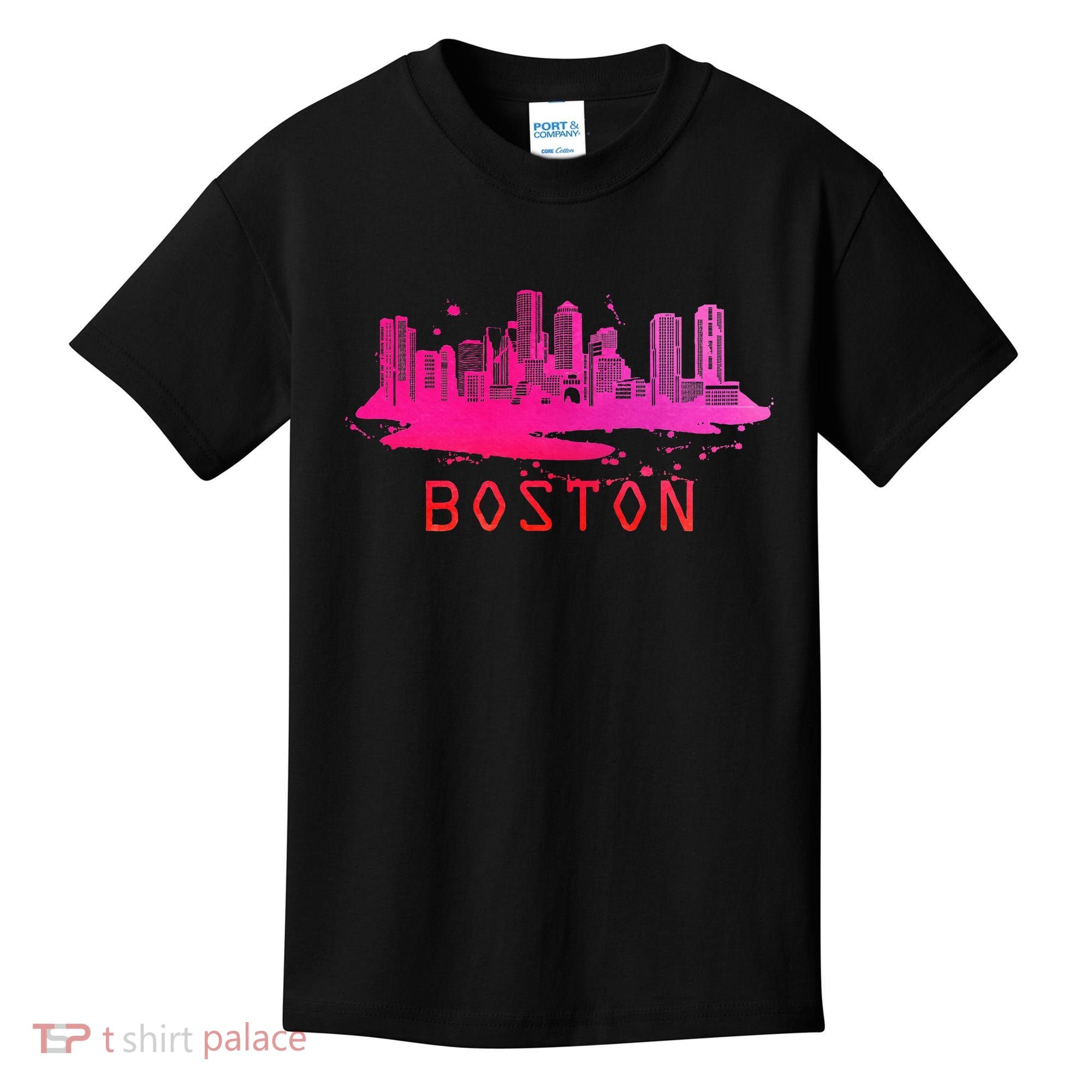 Modern Boston Cityscape Boston Massachusetts Skyline Kids T-Shirt