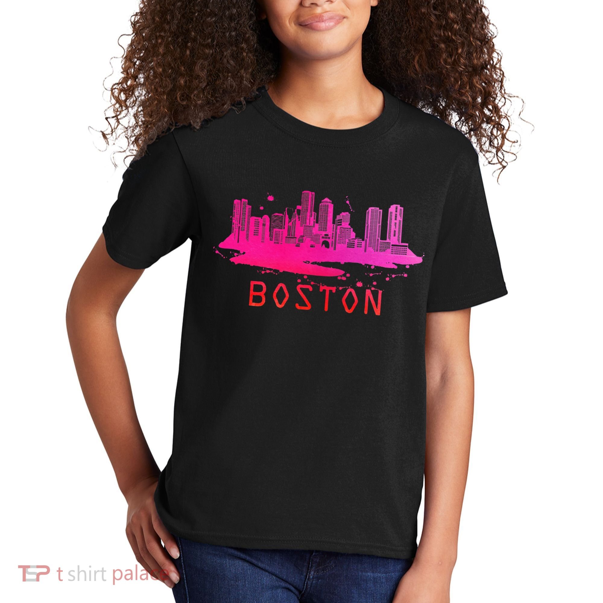 Modern Boston Cityscape Boston Massachusetts Skyline Kids T-Shirt
