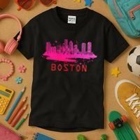 Modern Boston Cityscape Boston Massachusetts Skyline Kids T-Shirt thumb 3