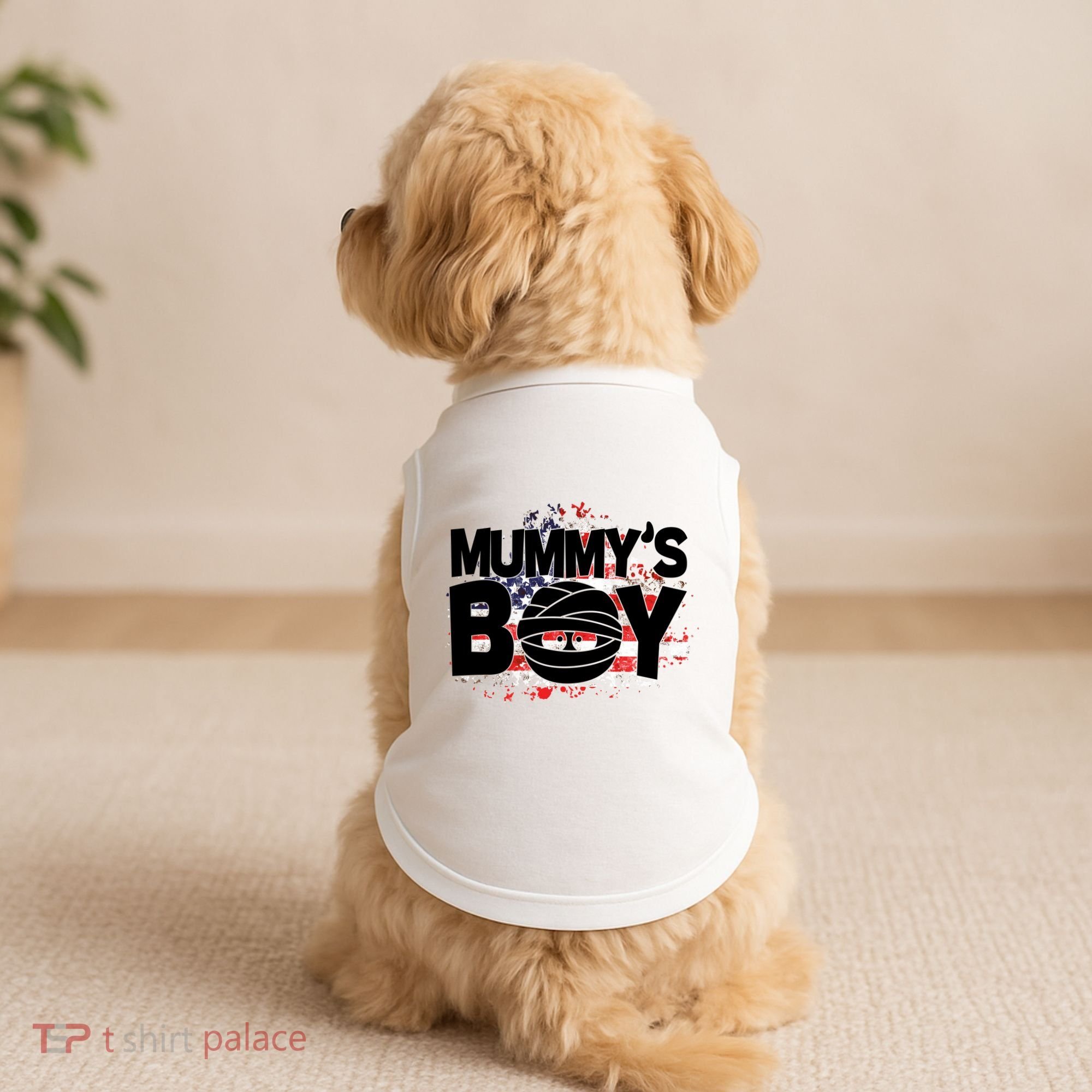 Mummys Boy Cute American Flag Doggie Tank