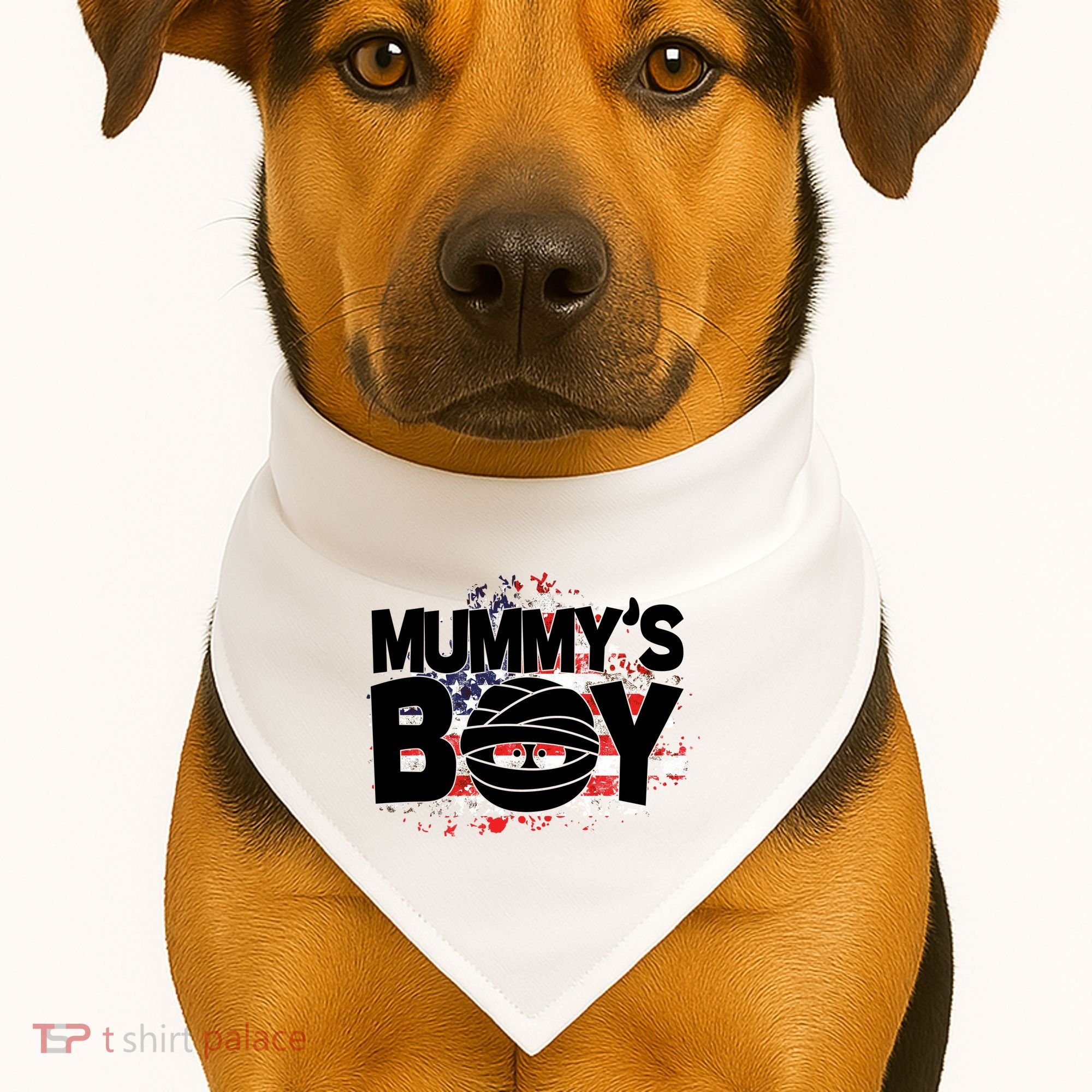 Mummys Boy Cute American Flag USA-Made Doggie Bandana
