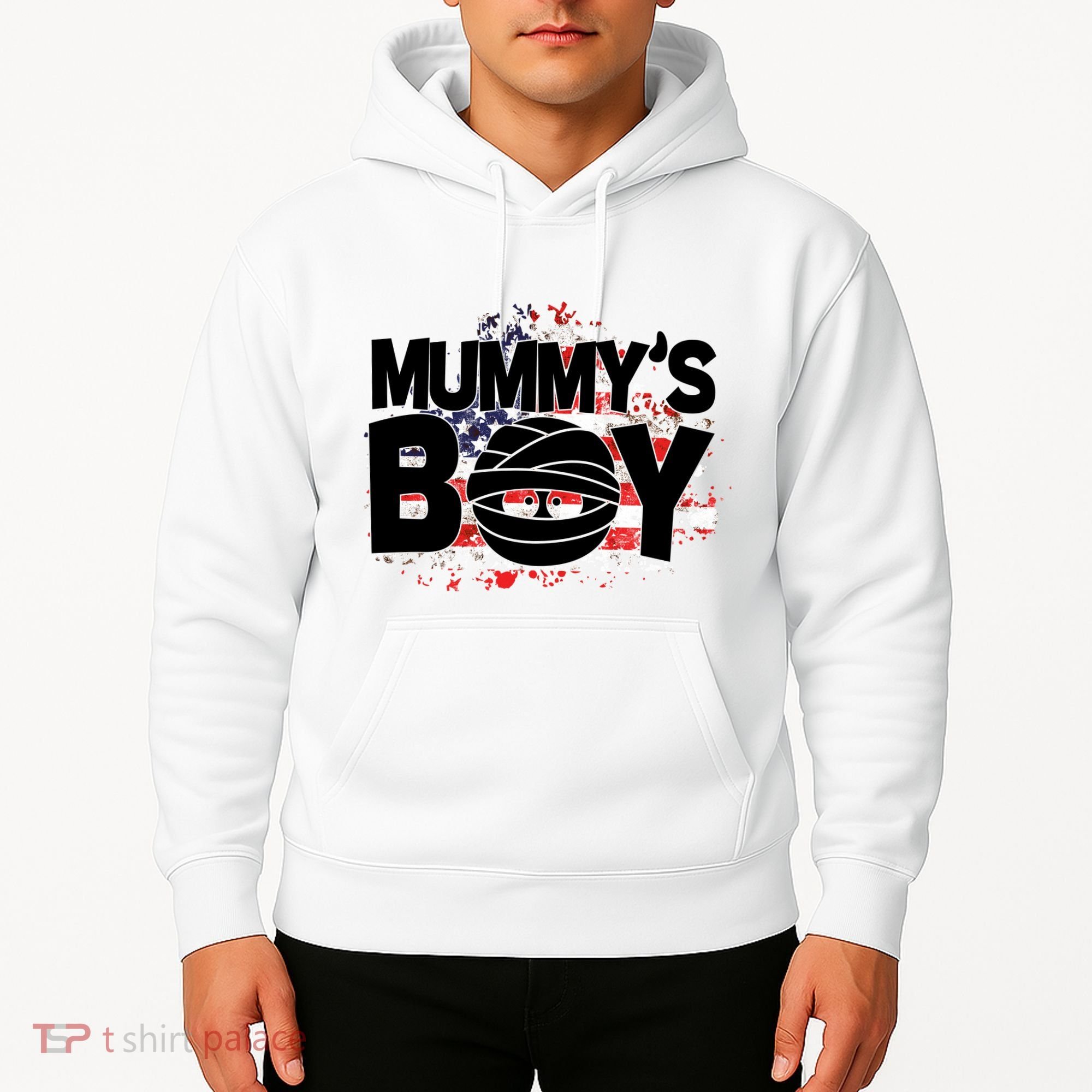 Mummys Boy Cute American Flag Hoodie