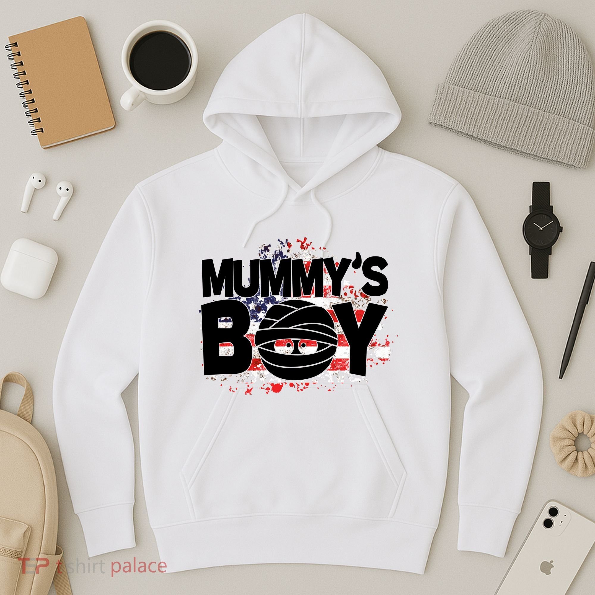 Mummys Boy Cute American Flag Hoodie