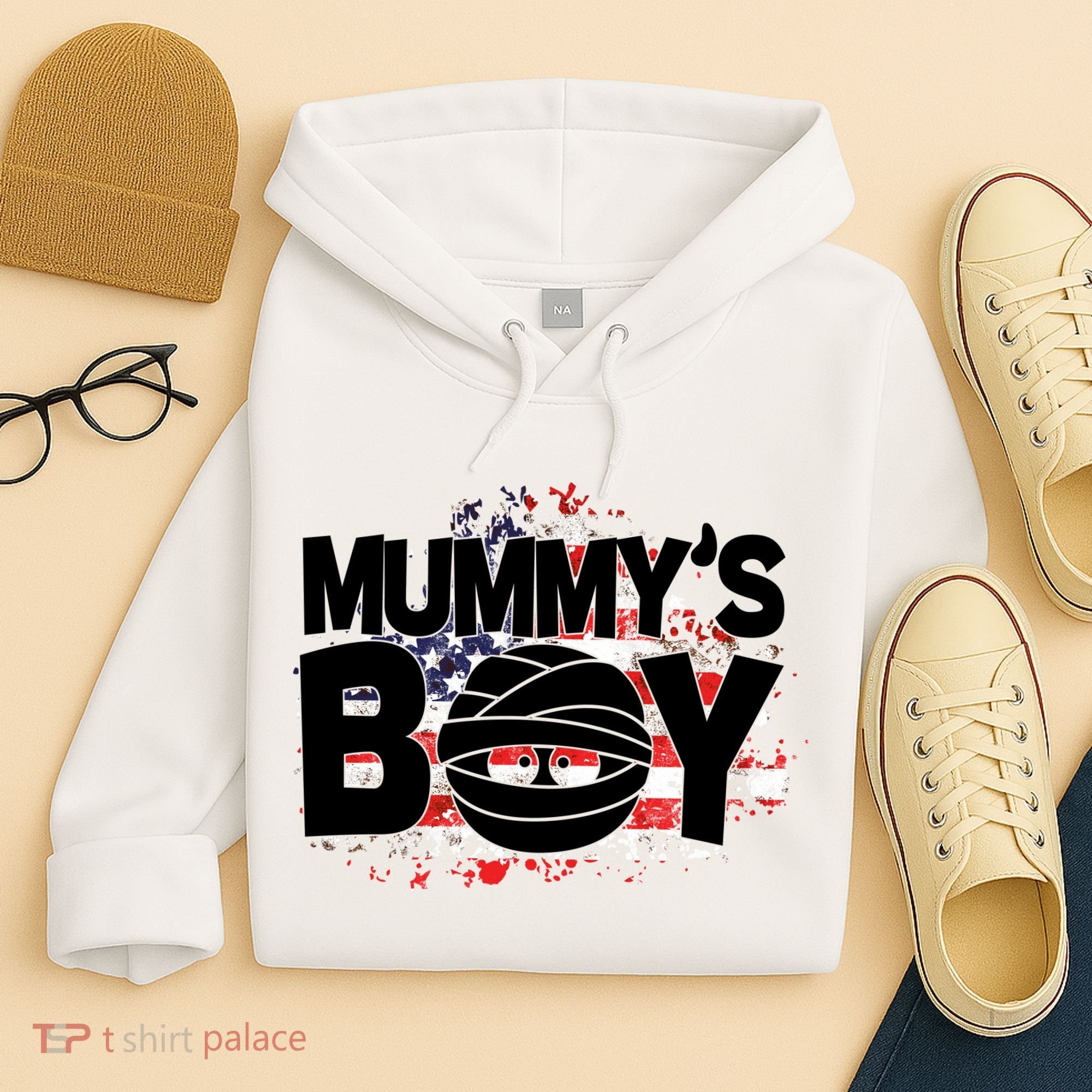 Mummys Boy Cute American Flag Hoodie