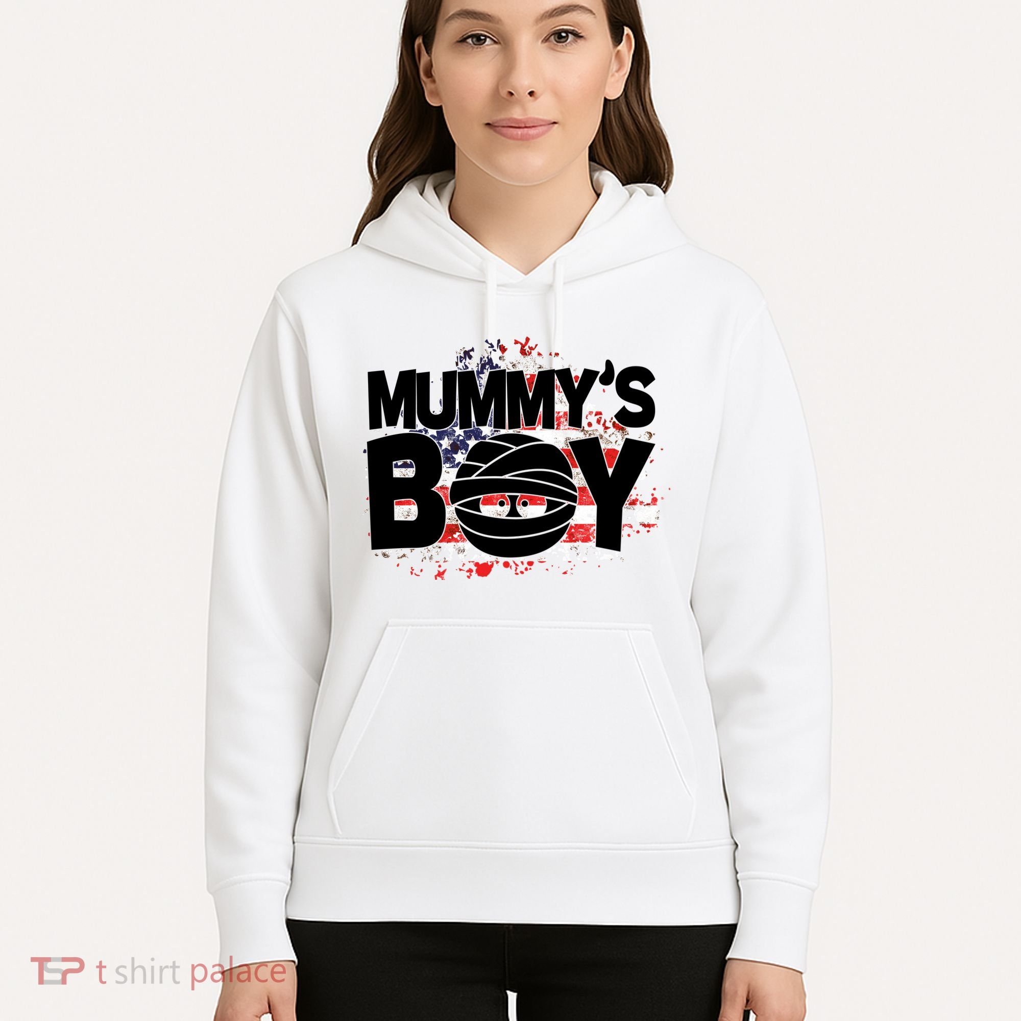 Mummys Boy Cute American Flag Hoodie