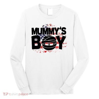 Mummys Boy Cute American Flag Long Sleeve Shirt