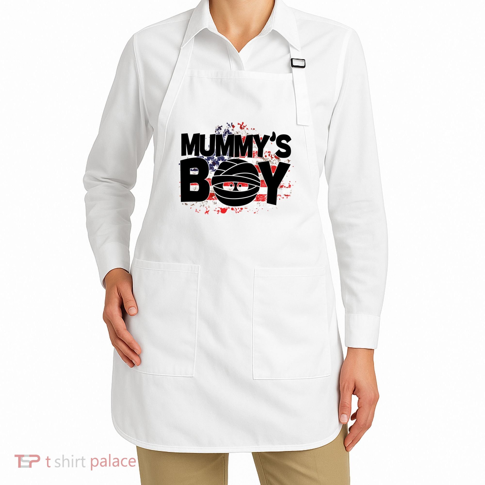 Mummys Boy Cute American Flag Apron