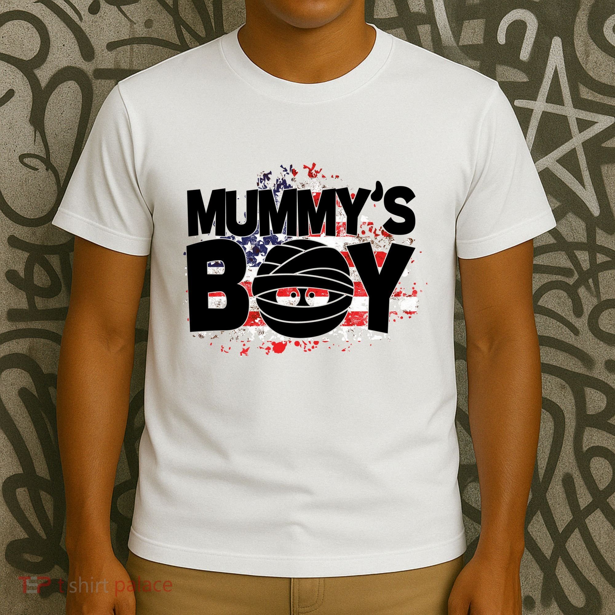 Mummys Boy Cute American Flag T-Shirt