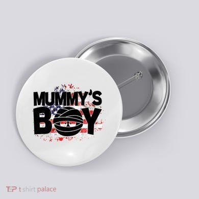 Mummys Boy Cute American Flag Button
