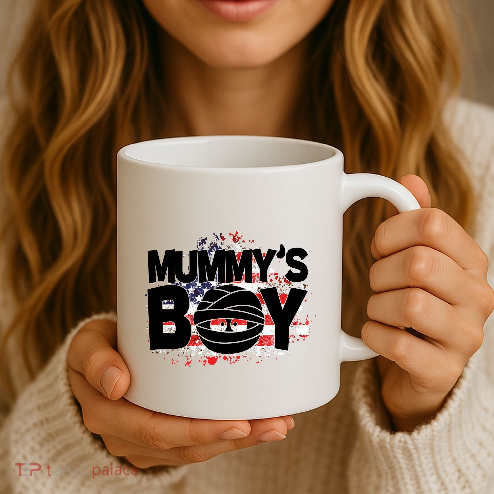 Mummys Boy Cute American Flag Coffee Mug