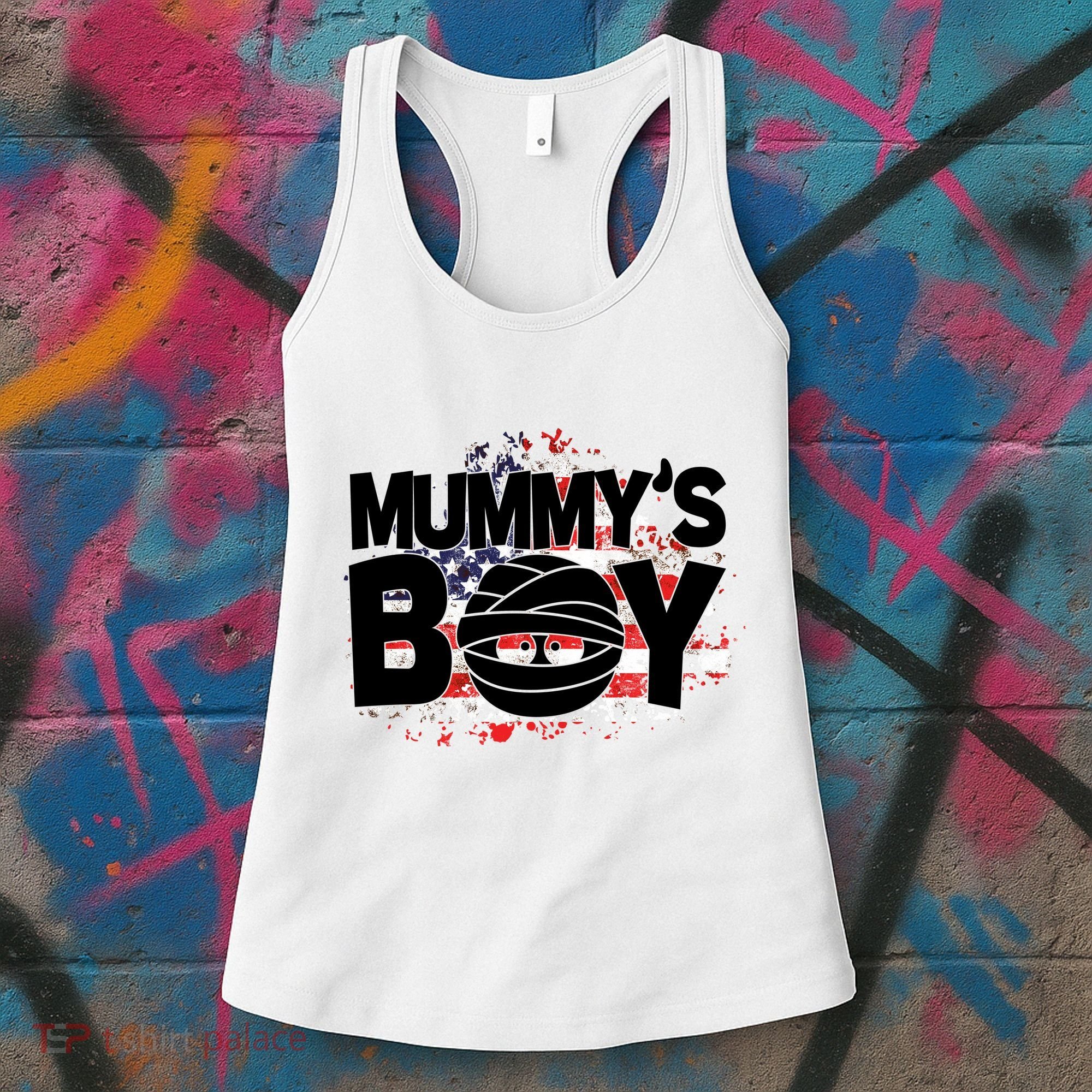 Mummys Boy Cute American Flag Women's Tank Top