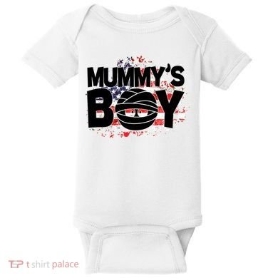 Mummys Boy Cute American Flag Baby Bodysuit