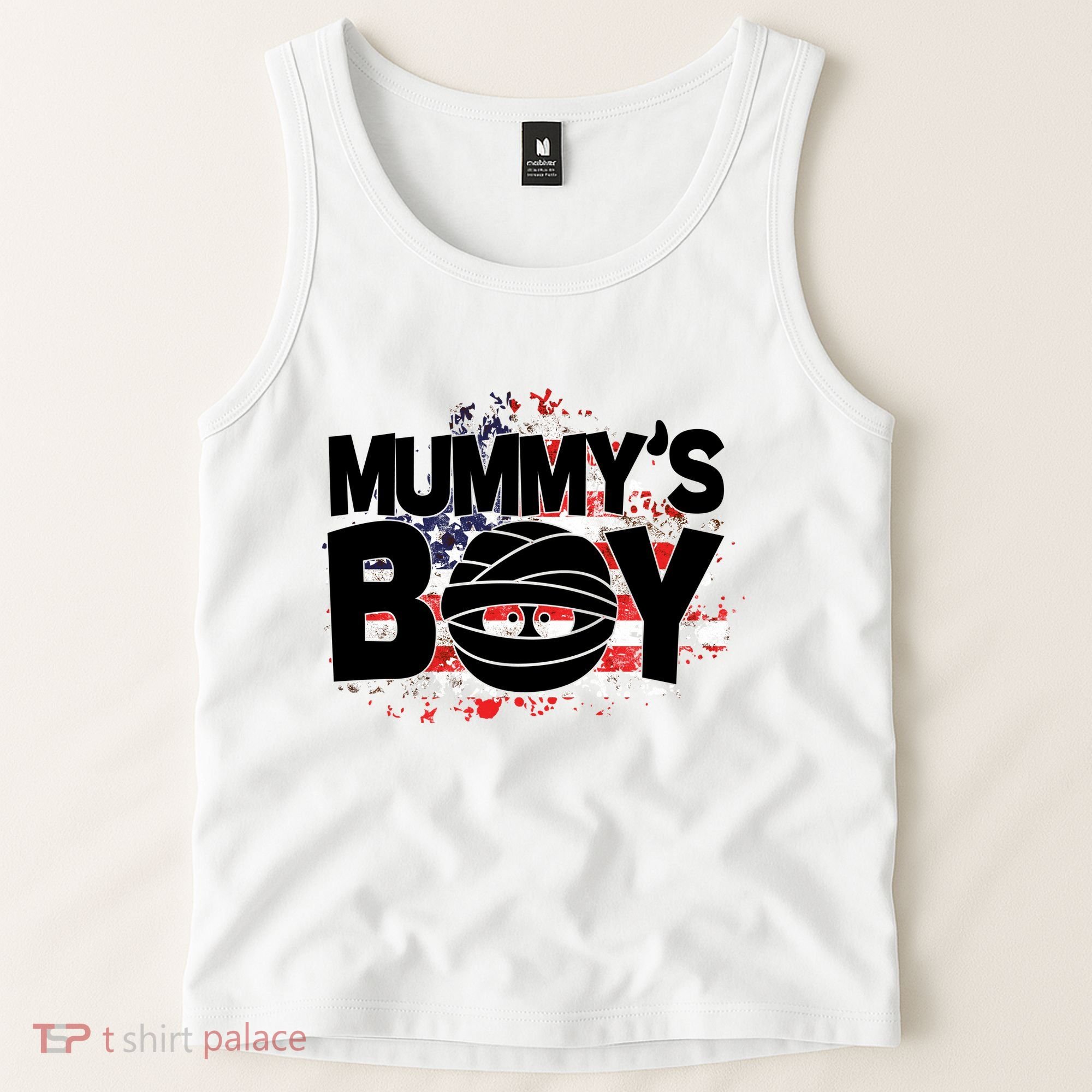 Mummys Boy Cute American Flag Tank Top