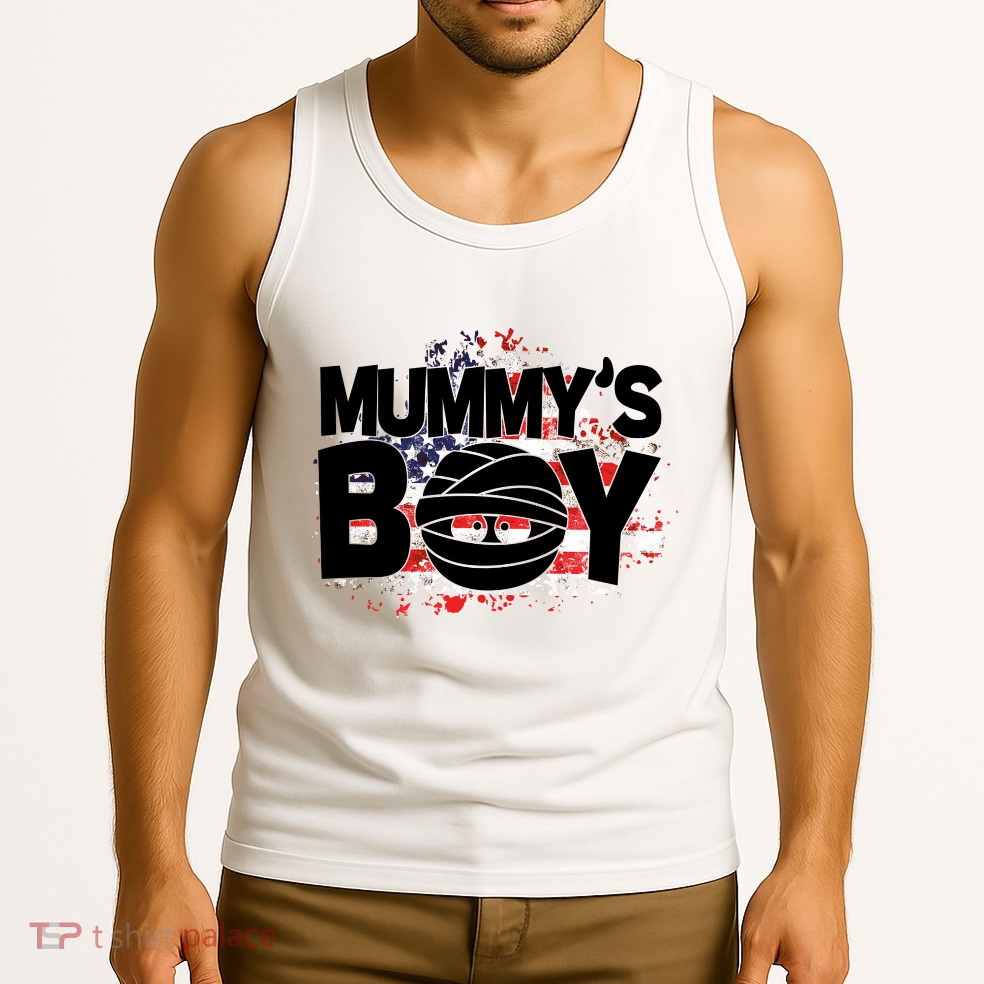 Mummys Boy Cute American Flag Tank Top