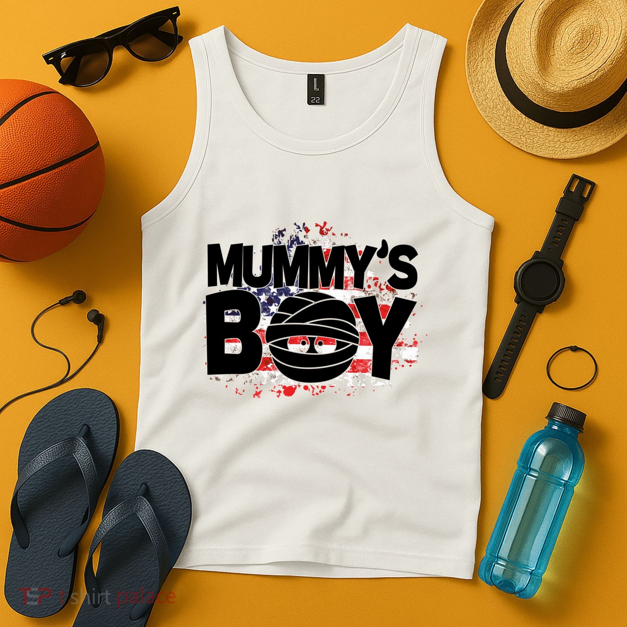 Mummys Boy Cute American Flag Tank Top