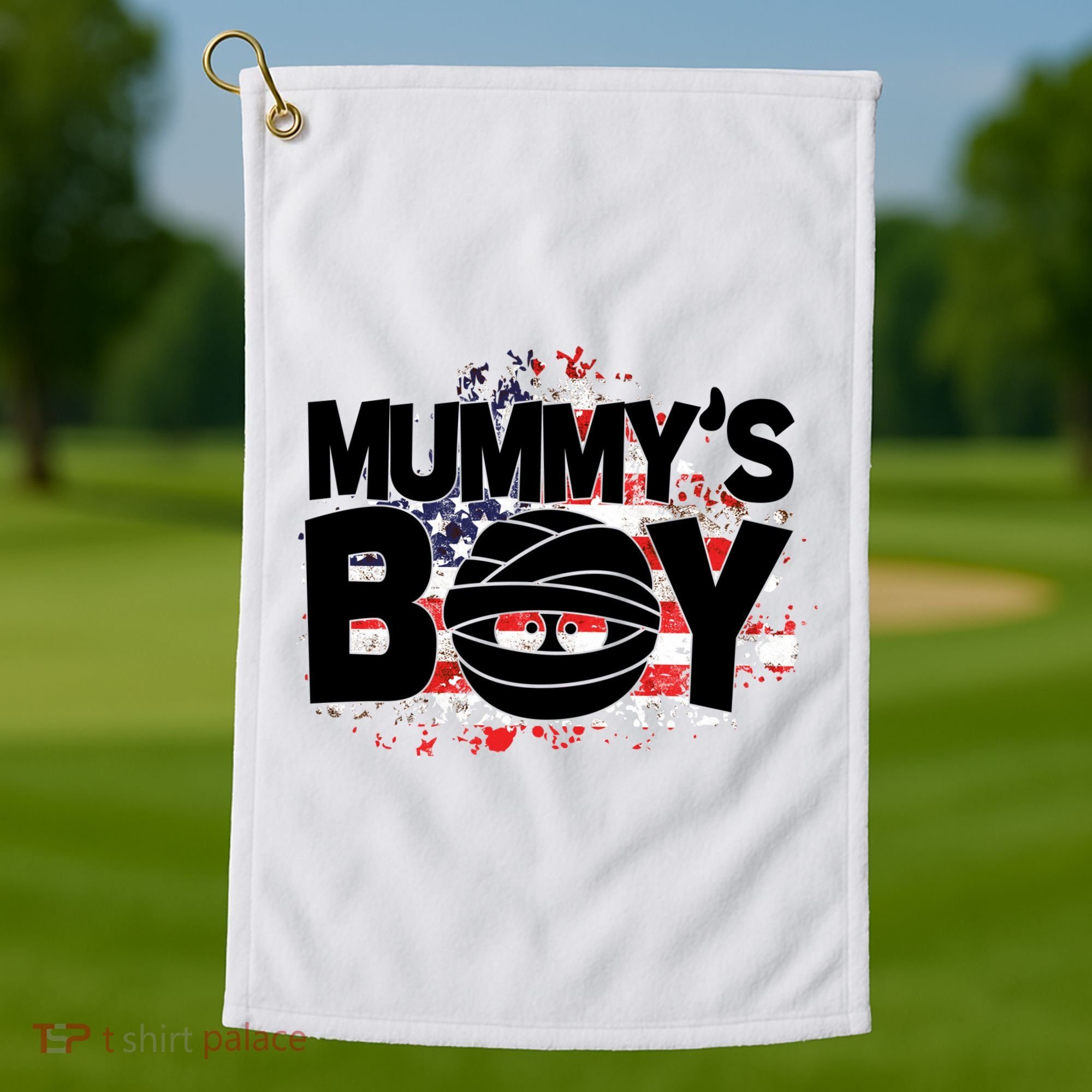 Mummys Boy Cute American Flag Golf Towel