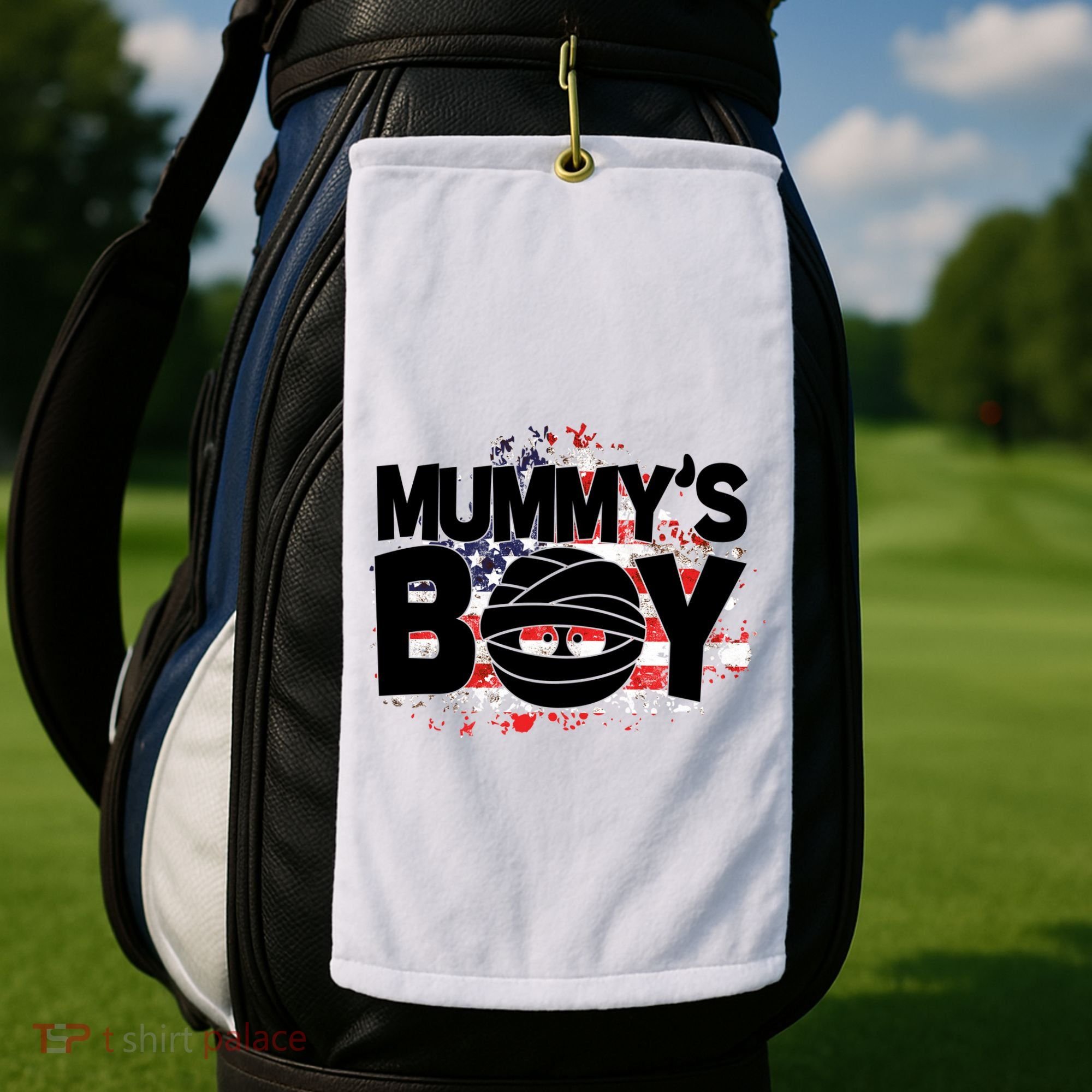 Mummys Boy Cute American Flag Golf Towel